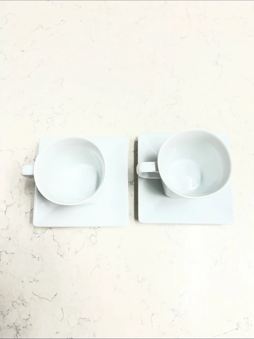 White Porcelain Square Cup & Saucer Set - 2 Pieces